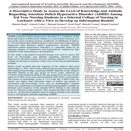A Descriptive Study to Assess the Level of Knowledge and Attitude ...