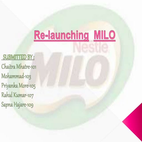 Re-launching MILO ppt