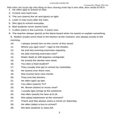 100 cau chia dong tu