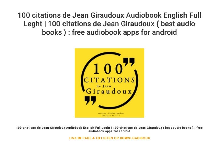100 Citations De Jean Giraudoux Audiobook English Full Leght 100 Ci