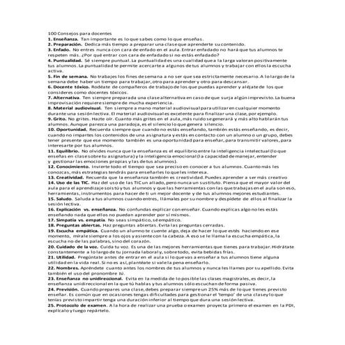 100 consejos  PARA SER UN BUEN DOCENTE