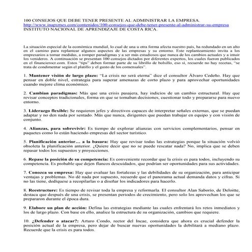 Consejos que debe tener presente al administrar una Empresa