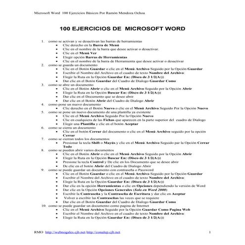 100 ejercicios de  microsoft word