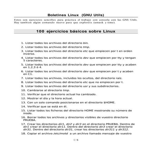 100 ejercicios linux | PDF