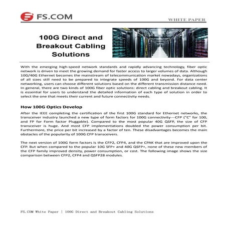 100 g direct and breakout cabling solutions