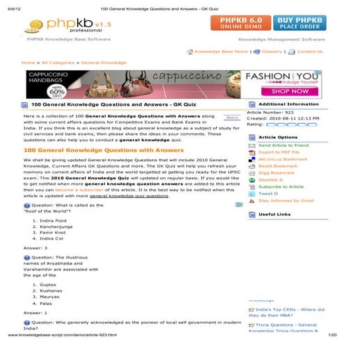 100 general knowledge questions and answers   gk quiz