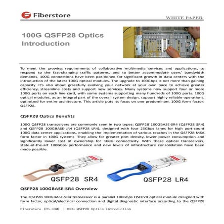 100 g qsfp28 optics introduction
