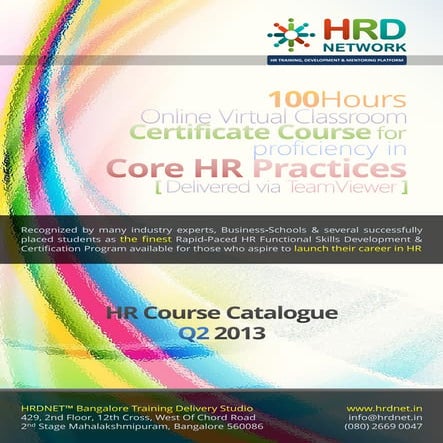 100 Hours / 2 Months - HRDNET™ Advanced Certificate Course of Proficiency in ...