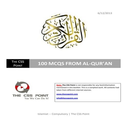 100 mcqs from al qur an