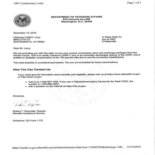 100 percent letter dd1172