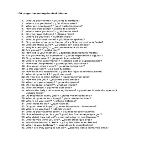 100 preguntas en ingles | PDF