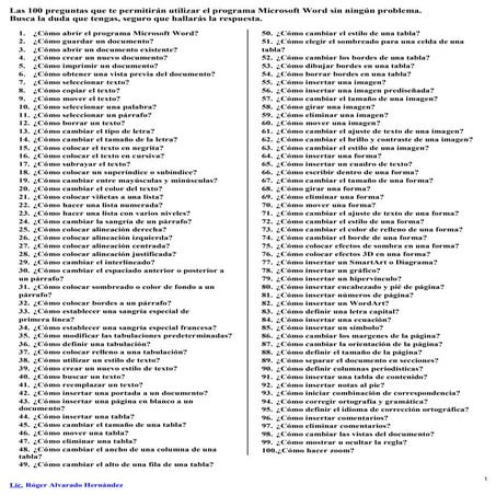 100 preguntas word