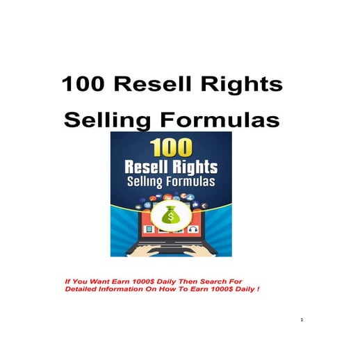 100 RESELL RIGHTS SELLING FORMULAS | PDF