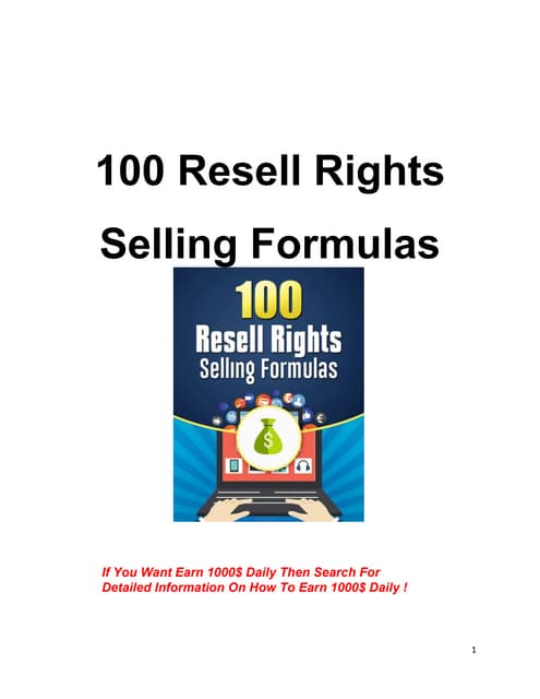 100 Resell rights Selling Formulas | PDF | Sale & Lease Back | Business ...