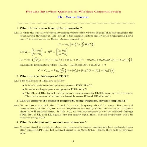 Popular Interview Wireless Question with Answer