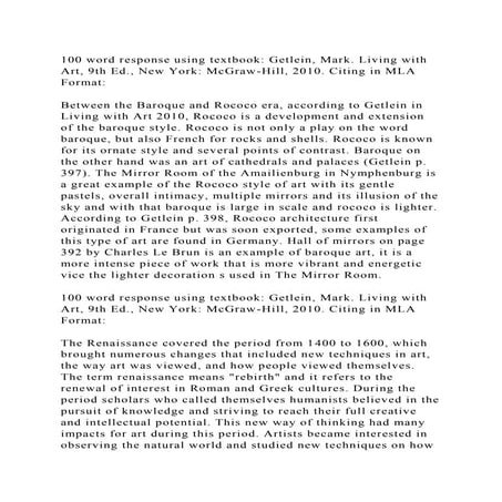 100 word response using textbook Getlein, Mark. Living with Art, 9t.docx