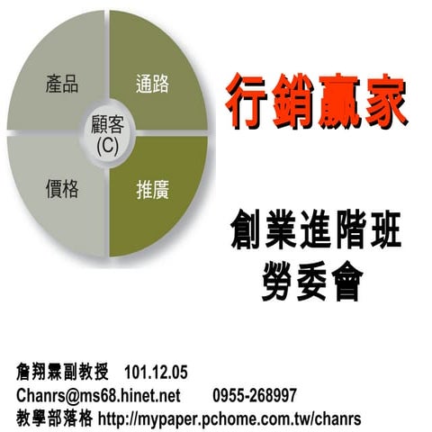 勞委會-創業進階班-行銷贏家-詹翔霖教授