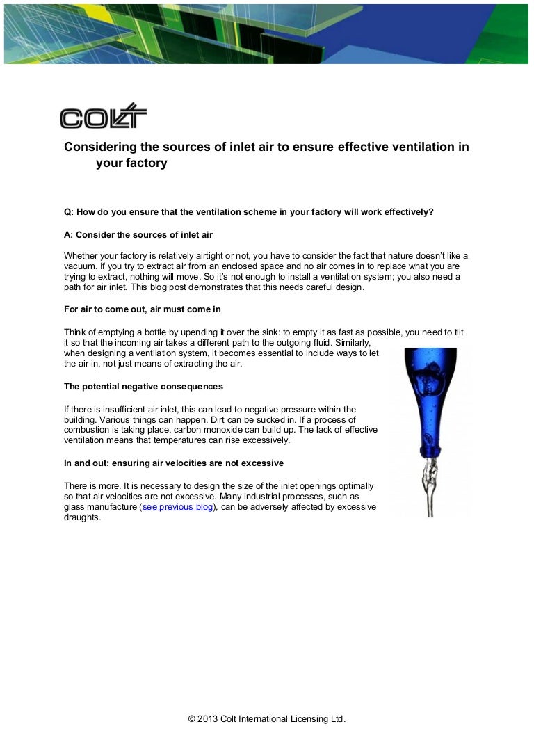 Considering The Sources Of Inlet Air To Ensure Effective Ventilation