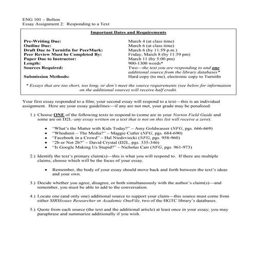 ENG 101 - Essay 2 - Text Analysis | DOCX