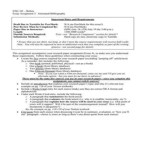 ENG 101 - Annotated Bibliography