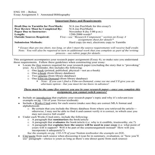 ENG 101 -- Essay 3 Annotated Bibliography
