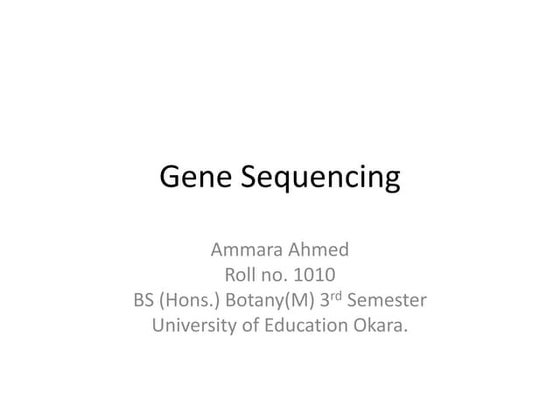 DNA Sequencing- Sanger's Method | PPT