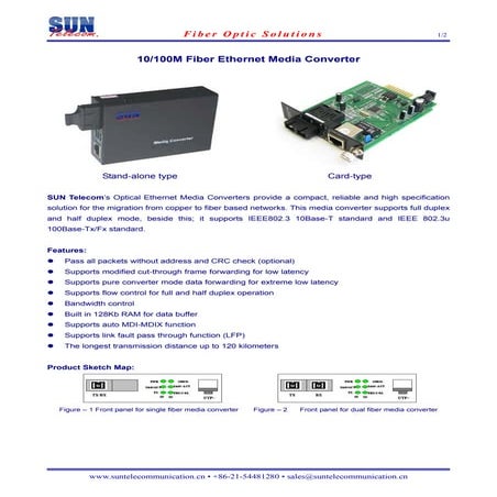 10100 Fiber Ethernet Media Converter