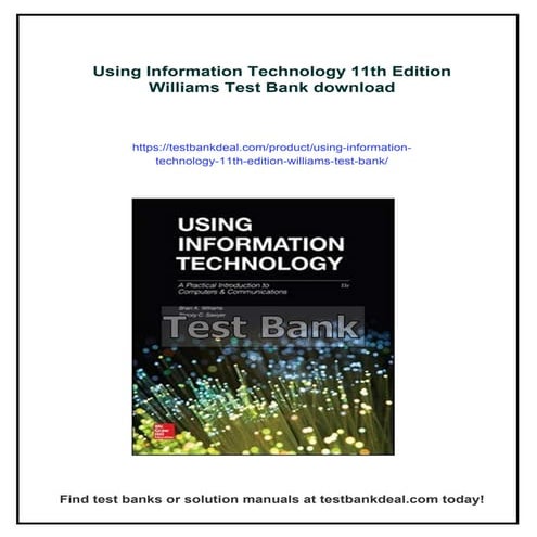 Using Information Technology 11th Edition Williams Test Bank Pdf