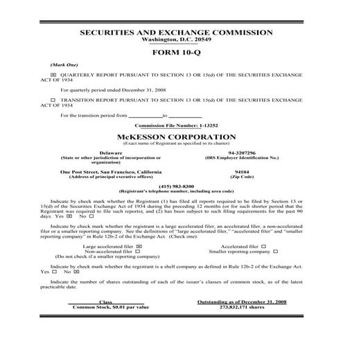 Mekesson Quarterly Reports 2009  3rd