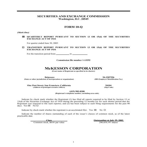 Mekesson Quarterly Reports 2004 1st 