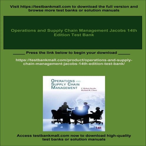 Operations and Supply Chain Management Jacobs 14th Edition Test Bank | PDF