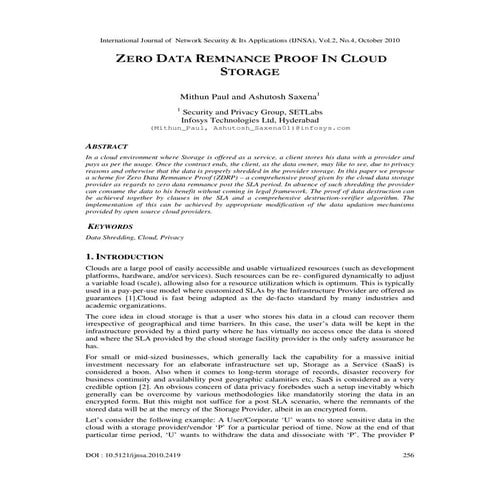 ZERO DATA REMNANCE PROOF IN CLOUD STORAGE 