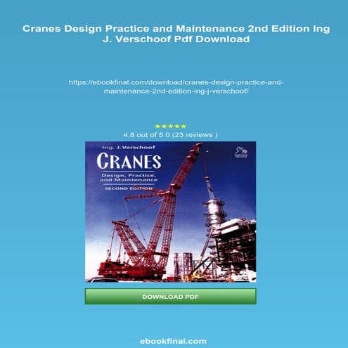 Cranes Design Practice and Maintenance 2nd Edition Ing J. Verschoof