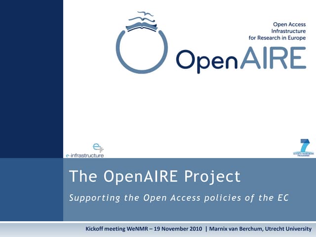 OpenAIRE at WeNMR Kick-off meeting