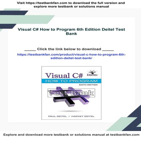 Visual C# How to Program 6th Edition Deitel Test Bank | PDF