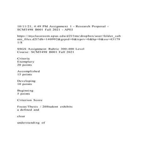 101121, 449 PM Assignment 1 - Research Proposal - SCMT498 B | DOCX