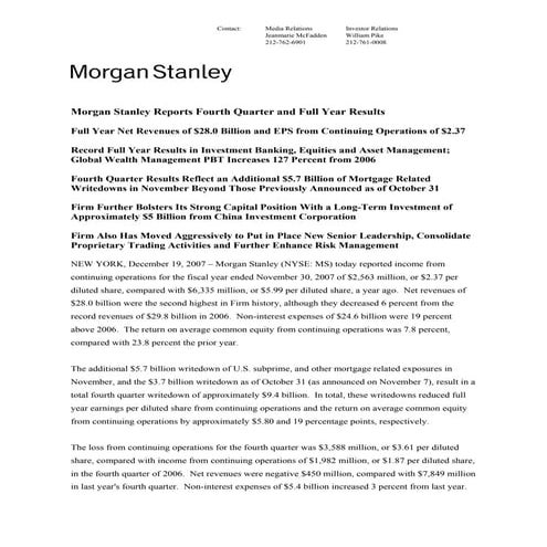 morgan stanley Earnings Archive 2004 4th 