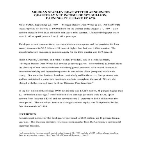 morgan stanley Earnings 1999 3rd