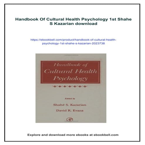 Handbook Of Cultural Health Psychology 1st Shahe S Kazarian | PDF