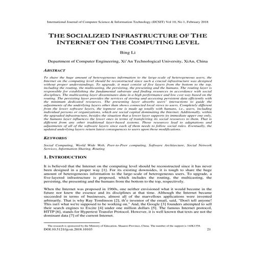 THE SOCIALIZED INFRASTRUCTURE OF THE INTERNET ON THE COMPUTING LEVEL 