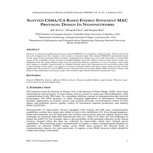 SLOTTED CSMA/CA BASED ENERGY EFFICIENT MAC PROTOCOL DESIGN IN ...