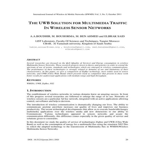 THE UWB SOLUTION FOR MULTIMEDIA TRAFFIC IN WIRELESS SENSOR NETWORKS