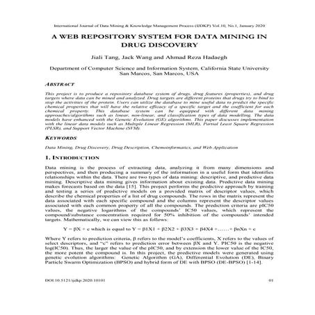 A Web Repository System for Data Mining in Drug Discovery
