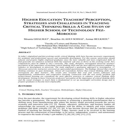 A CONCEPTUAL FRAMEWORK FOR CRITICAL THINKING-BASED IMPLEMENTATIONS 1 | PDF