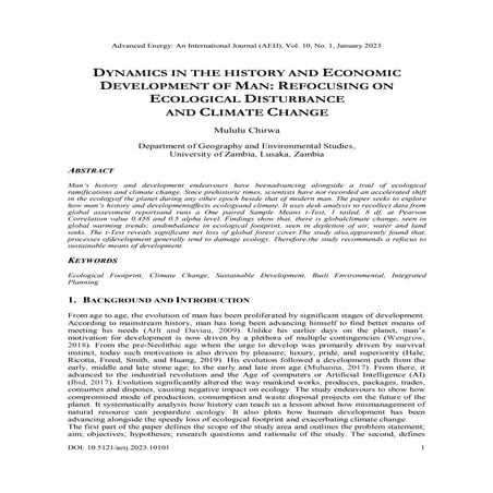 The Dynamics of Man's History and Economic Development: A Refocus on ...