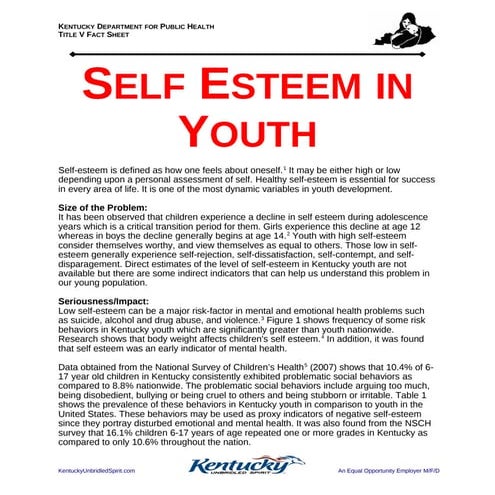 SELF ESTEEM IN YOUTH