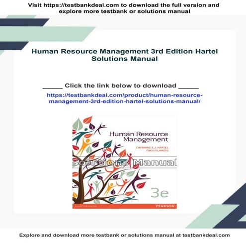 Human Resource Management 3rd Edition Hartel Solutions Manual | PDF