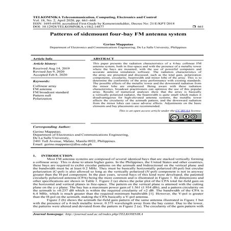 Patterns of sidemount four-bay FM antenna system