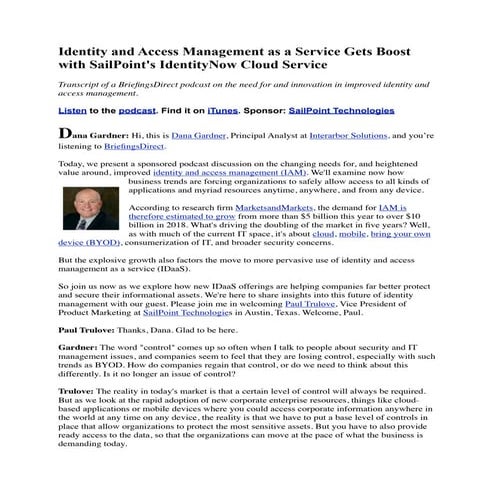 Identity and Access Management as a Service Gets Boost with SailPoint's Ident...