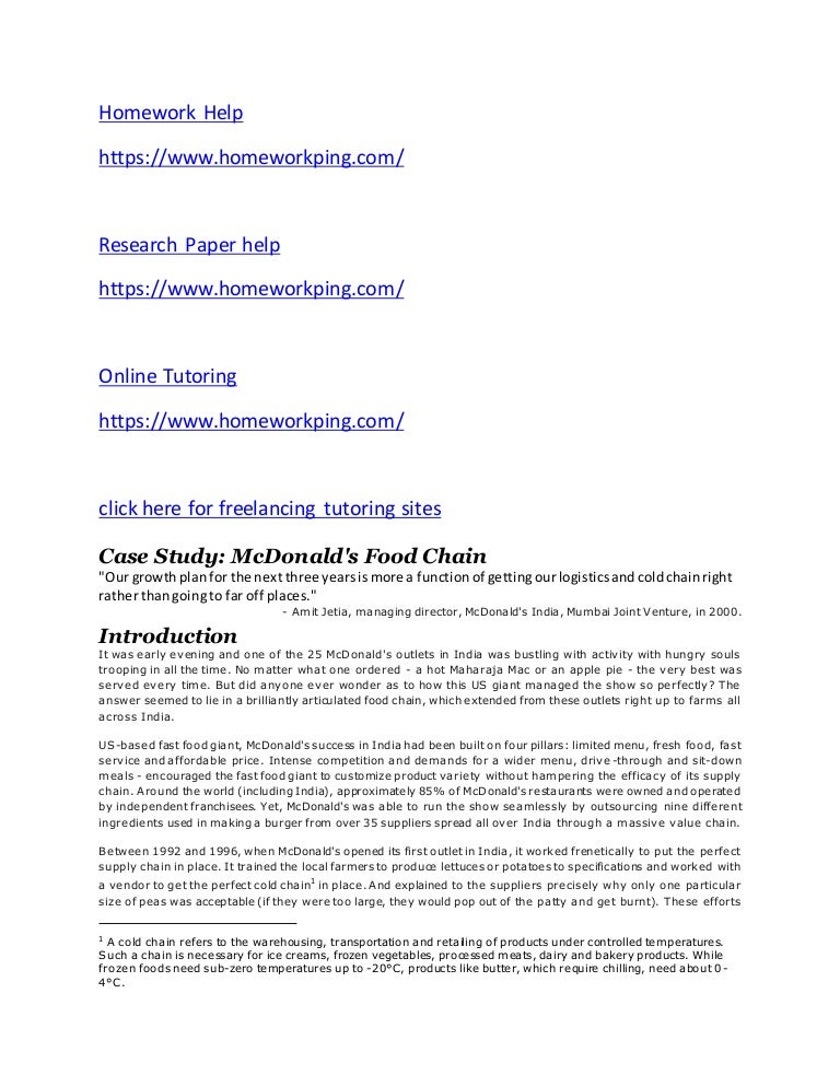 Case study 1 mcdonalds image